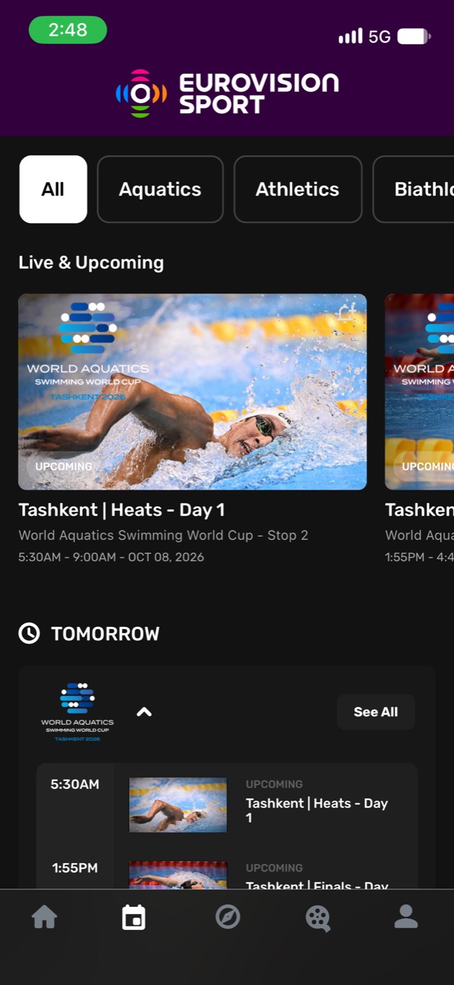 Eurovision Sport schedule