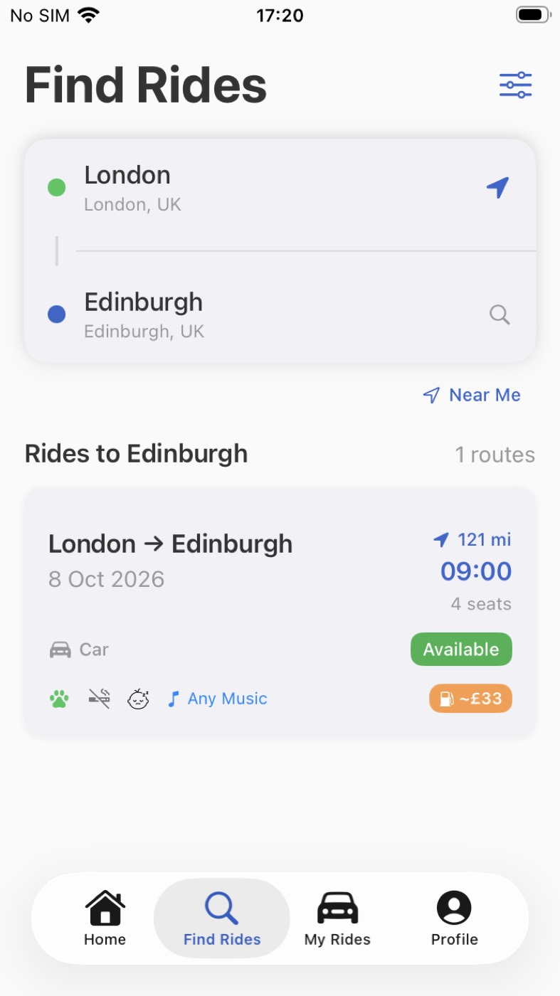 GeGo Ride find rides