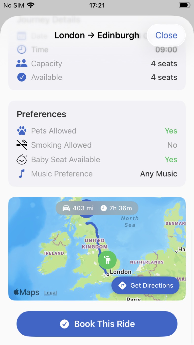 GeGo Ride map