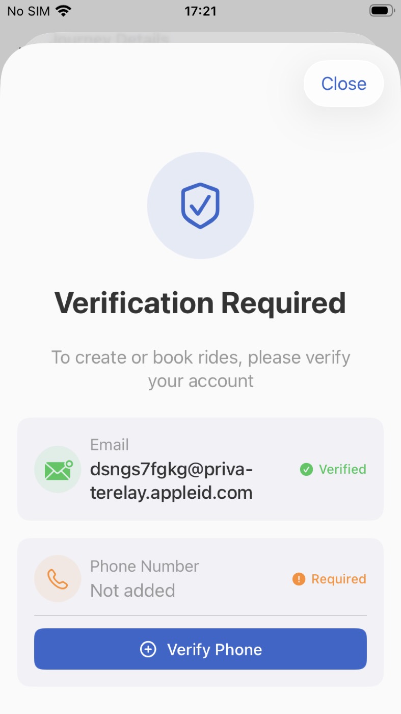 GeGo Ride verification